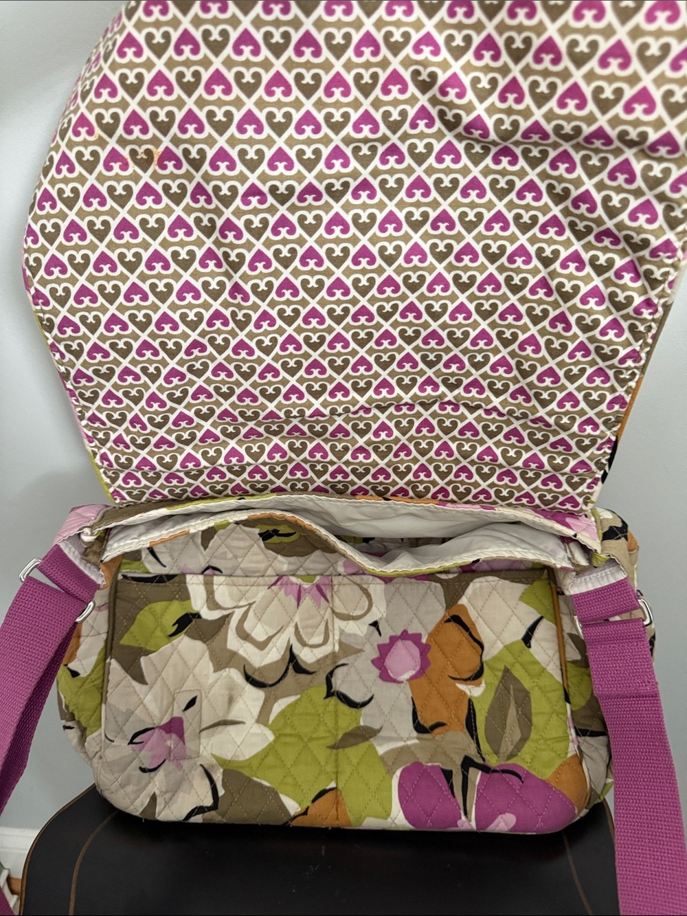 Vera Bradley Floral Quilted Crossbody Messenger Diaper Bag "Portobello Road" - Picture 2 of 10